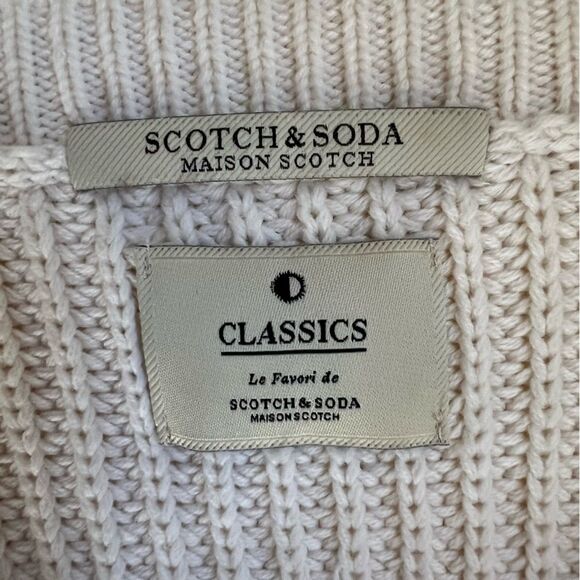 Scotch & Soda Sweater Chunky V-Neck Knit Pullover Cream Size Large Coastal - Picture 7 of 9